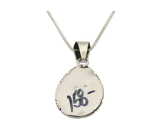 Navajo Necklace 925 Silver Petrified Wood Handmade Native American Artist C.80's