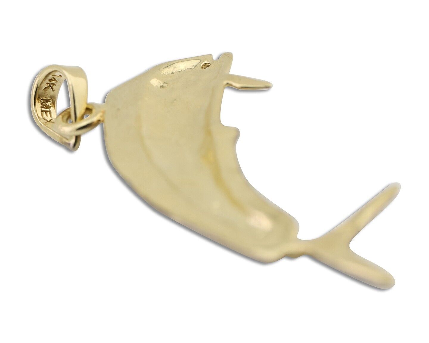 Men 14k Solid Gold Mahi Mahi Dorado Fish Pendant Medium Size 1/2 in x 1 1/2 in