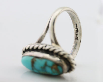 Navajo Handmade Ring 925 Silver Kingman Turquoise Size 6.0 C.80's