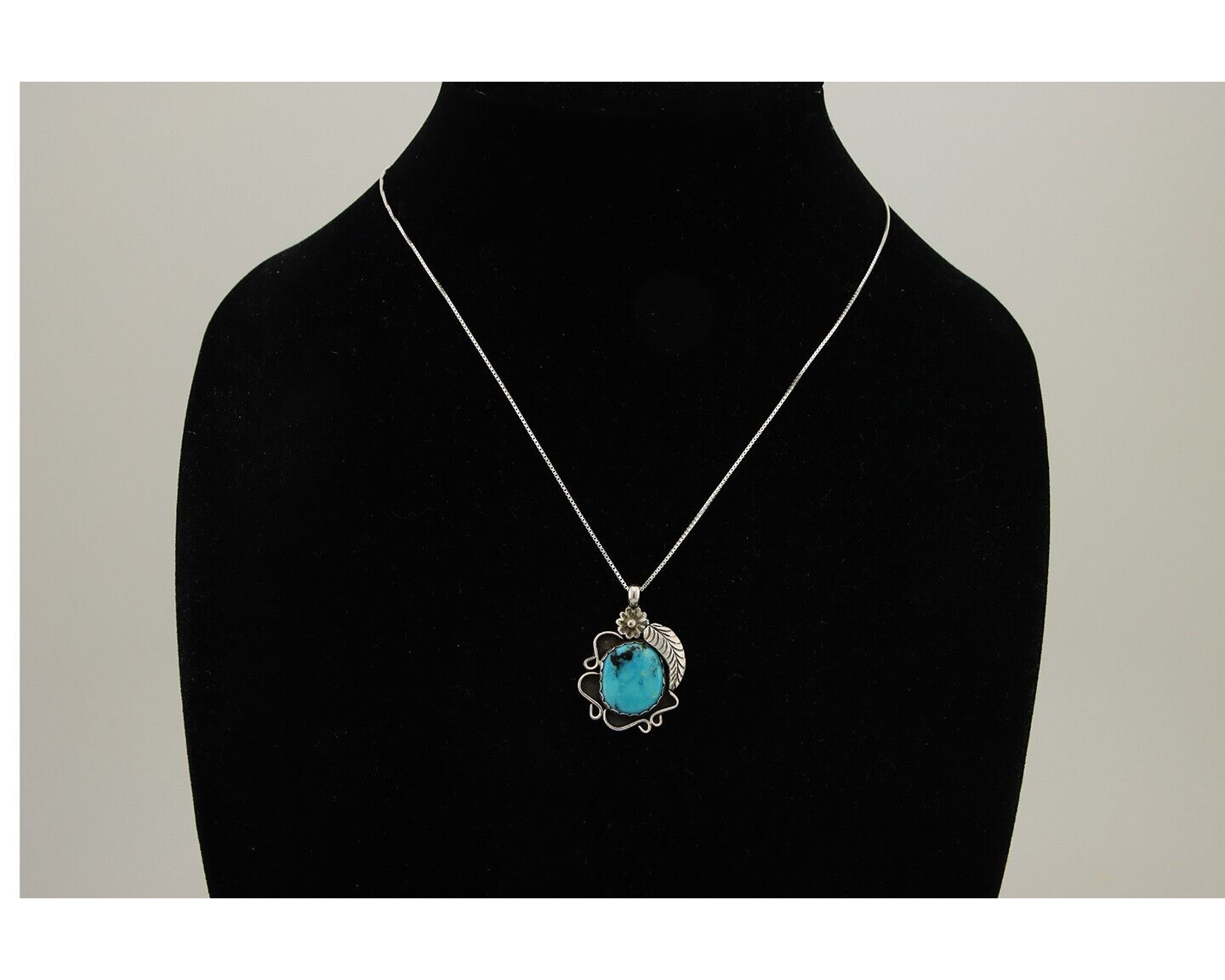 Navajo Necklace 925 Silver Natural Turquoise Native Artist C.80's