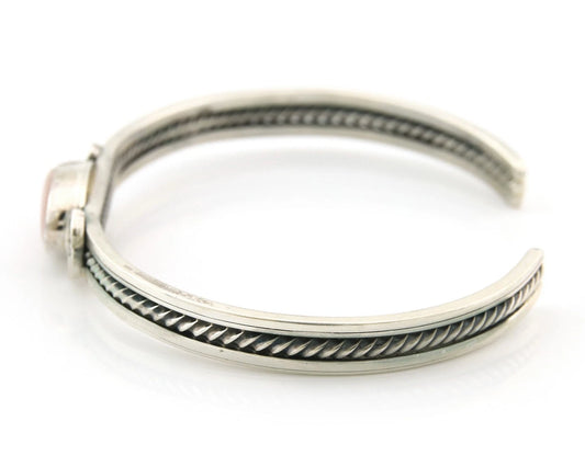 Navajo Cuff Bracelet Sterling Silver Authentic Pink Muscle Native Artist