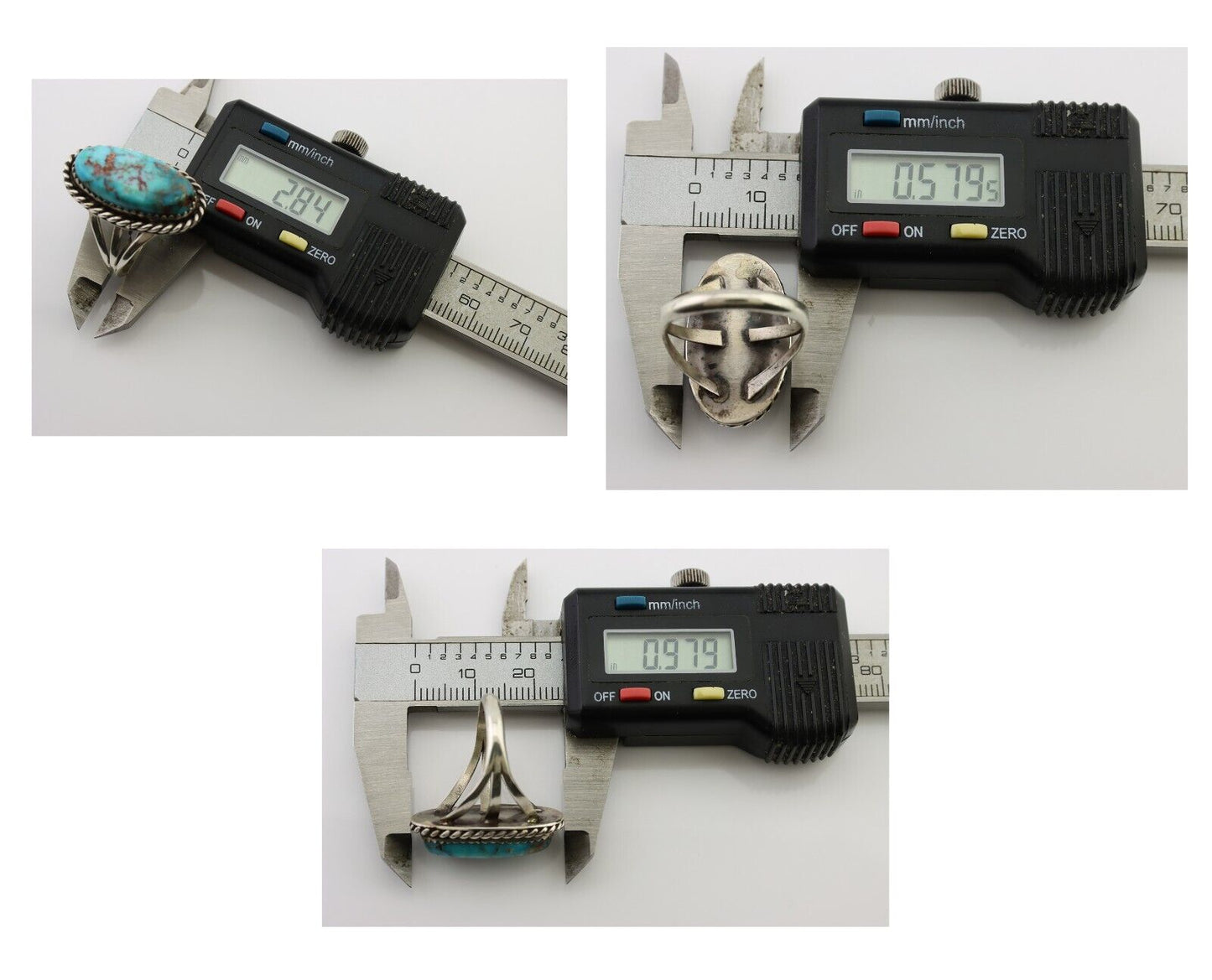 Navajo Ring 925 Silver Natural Turquoise Native American Artist C.80's