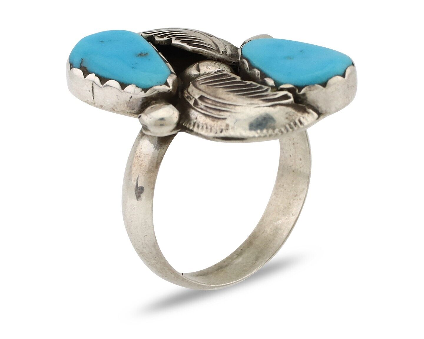 Zuni Ring 925 Silver Natural Blue Turquoise Signed Simplicio C.80's