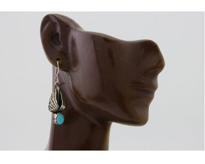 Navajo Dangle Earrings 925 Silver Natural Turquoise Native Artist Signed A C80s
