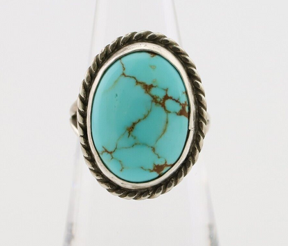 Navajo Ring 925 Silver Kingman Turquoise Native American Artist C.80's