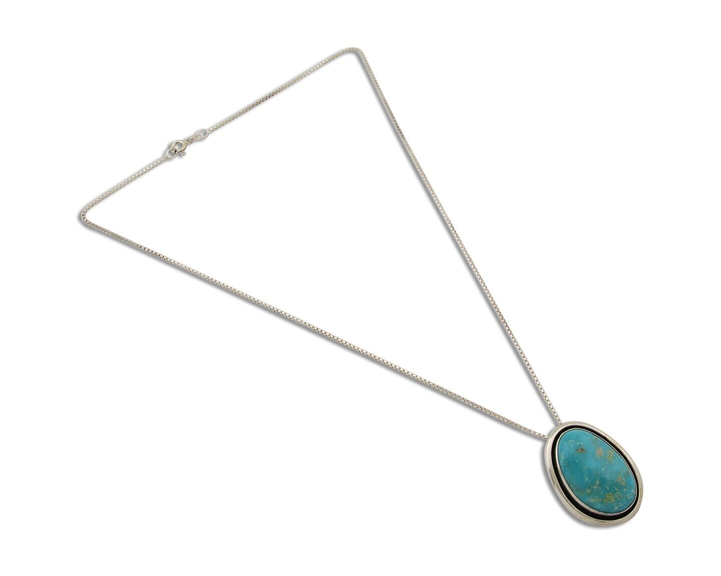 Navajo Necklace 925 Silver Blue Turquoise Artist Signed Doug Zachary C.80's