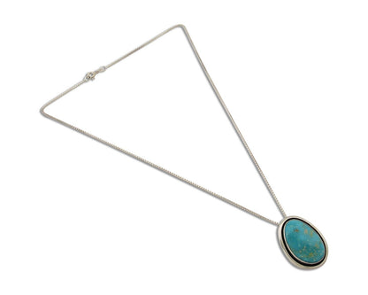 Navajo Necklace 925 Silver Blue Turquoise Artist Signed Doug Zachary C.80's