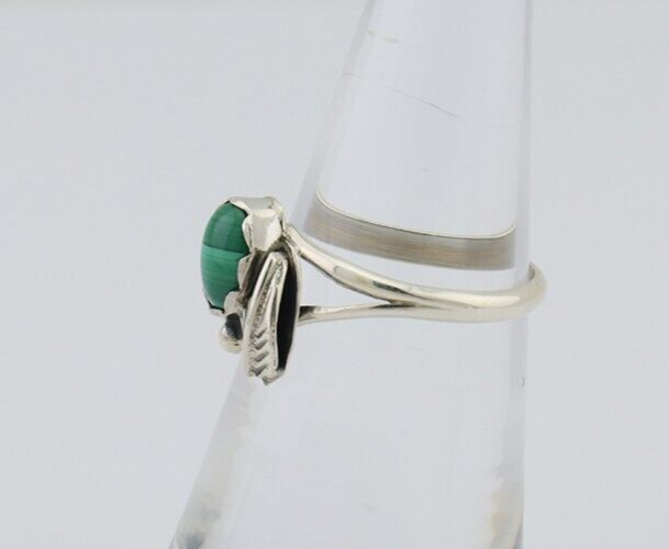 Navajo Handmade Ring 925 Silver Natural Malachite Native Artist Size 5.75 C.80's