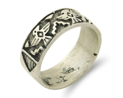Navajo Band Ring Sterling Silver Vintage Authentic Signed BSM Size 7.0
