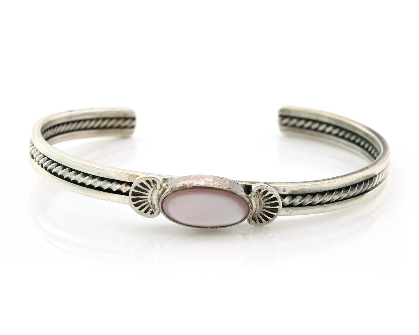 Navajo Cuff Bracelet Sterling Silver Authentic Pink Muscle Native Artist