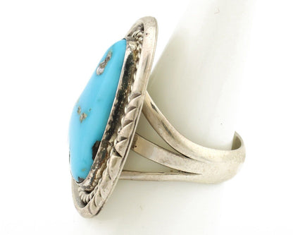 Navajo Ring 925 Silver Natural Mined Blue Gem Turquoise Native Artist C.80's