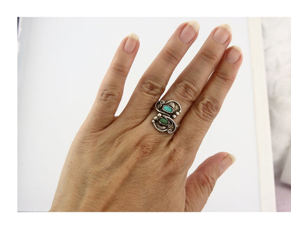 Vintage Navajo Ring 925 Sterling Silver Traditional Authentic Turquoise