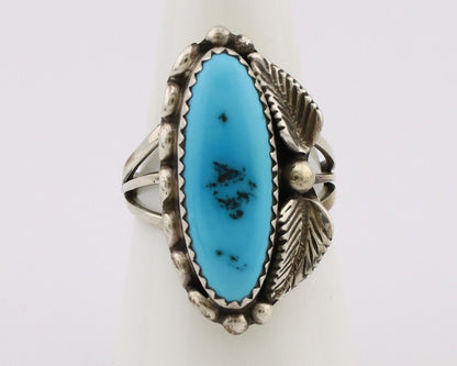 Navajo Ring 925 Silver Sleeping Beauty Turquoise Signed SC C.80's