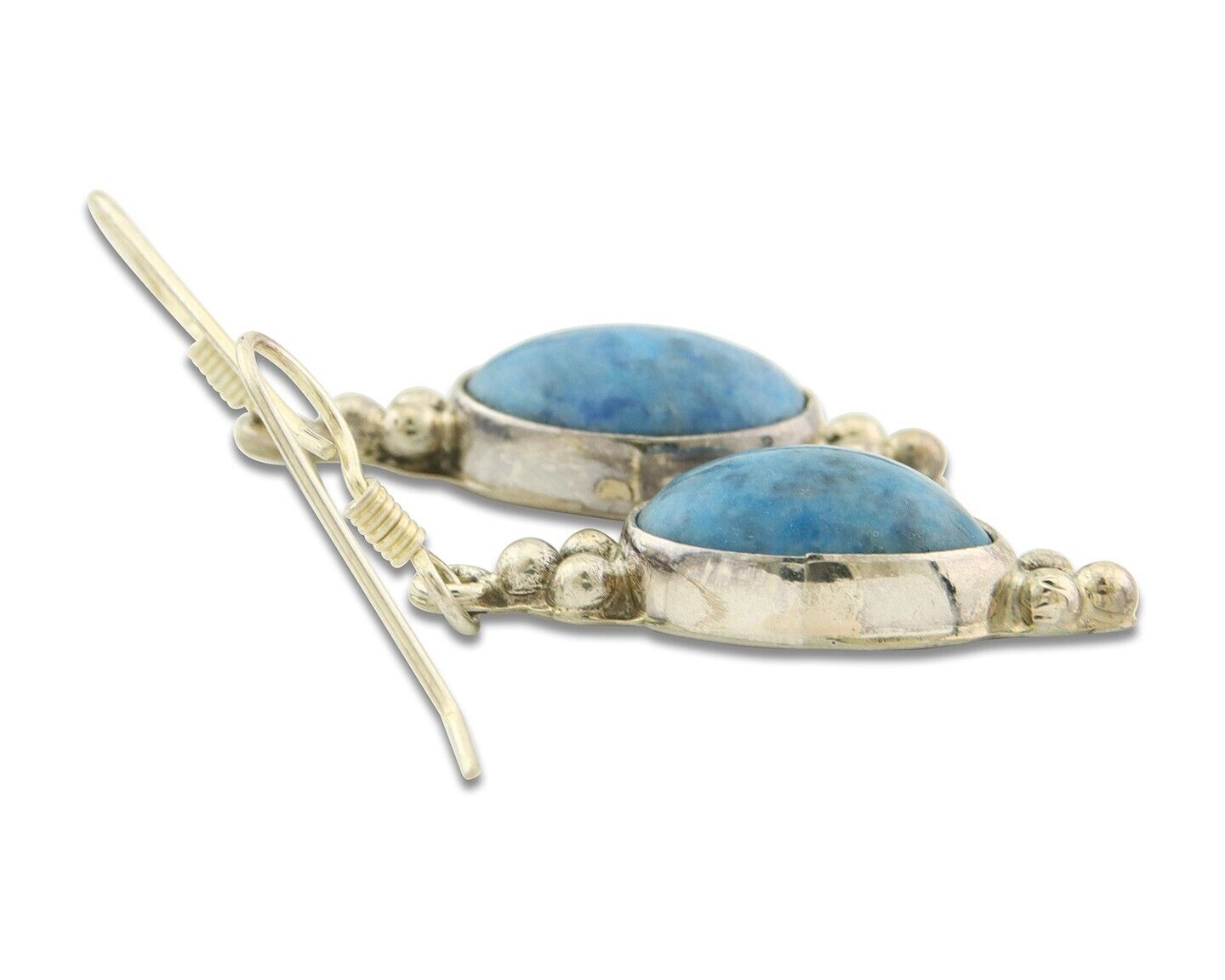 Navajo Earrings 925 Silver Natural Lapis Native American Artist C.80's