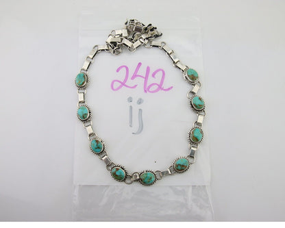 Navajo Turquoise Necklace 925 Silver Natural Blue Native American Artist C.80's