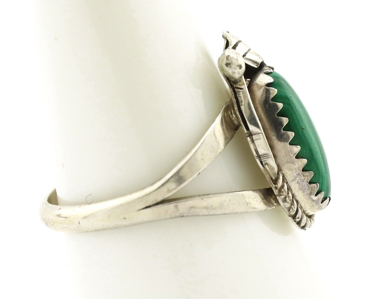 Navajo Ring 925 Silver Natural Mined Malachite Artist Signed Justin Morris C.80s