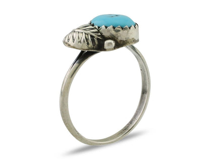 Navajo Ring 925 Silver Sleeping Beauty Turquoise Native American Artist C.80's