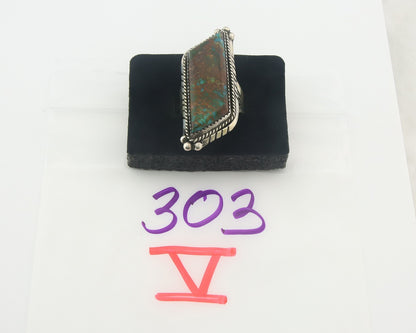 Vintage Navajo Ring 925 Sterling Authentic Turquoise Artist Signed TS Size 9.0