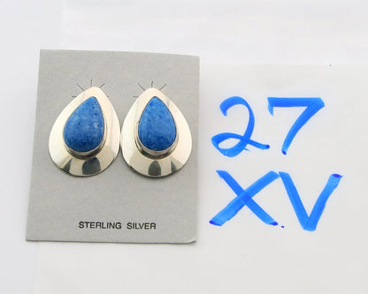 Navajo Dangle Earrings Sterling Silver Denim Lapis Vintage Signed RWJ