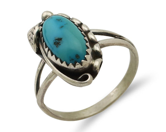 Navajo Ring 925 Silver Turquoise Artist Signed SkyStone Creations C.80's