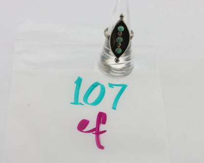 Vintage Navajo Ring 925 Silver Natural Turquoise Signed AZ9-AD Size 7.75