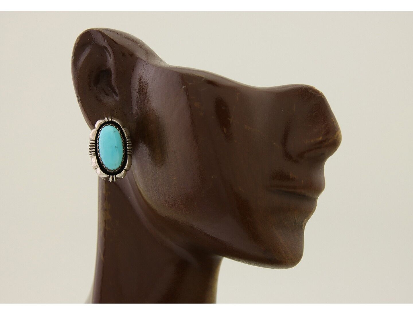 Navajo Earrings 925 Silver Inlaid Natural Turquoise Artist Signed L Yazzie C.80s