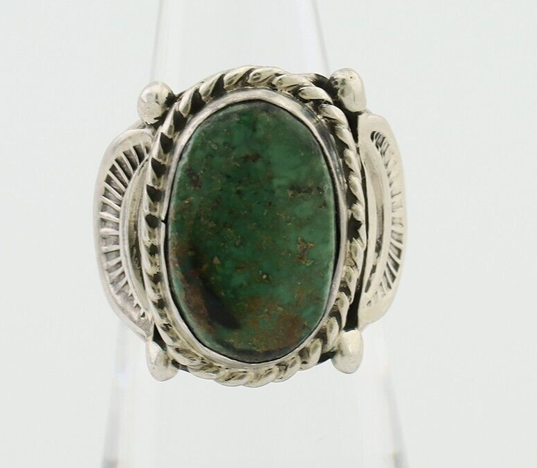 Navajo Ring 925 Silver Kingman Turquoise Signed M Montoya C.80's