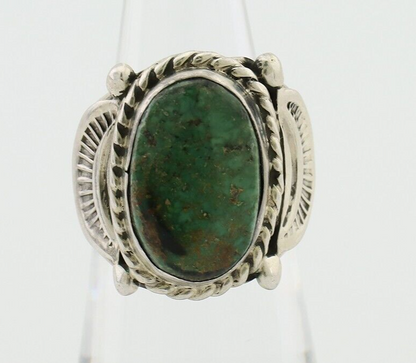 Navajo Ring 925 Silver Kingman Turquoise Signed M Montoya C.80's