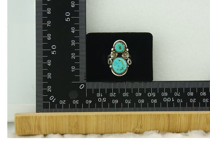 Traditional Navajo Ring 925 Sterling Silver Authentic Turquoise Signed JB Sz 6.0