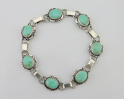 Navajo Bracelet 925 Silver Natural Blue Turquoise Native American Artist C.80's