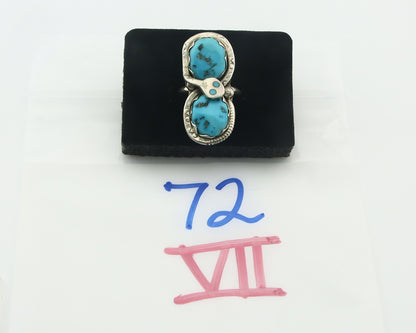 Vintage Zuni Ring 925 Sterling Silver Turquoise Signed Effie Calavasa Size 7.75