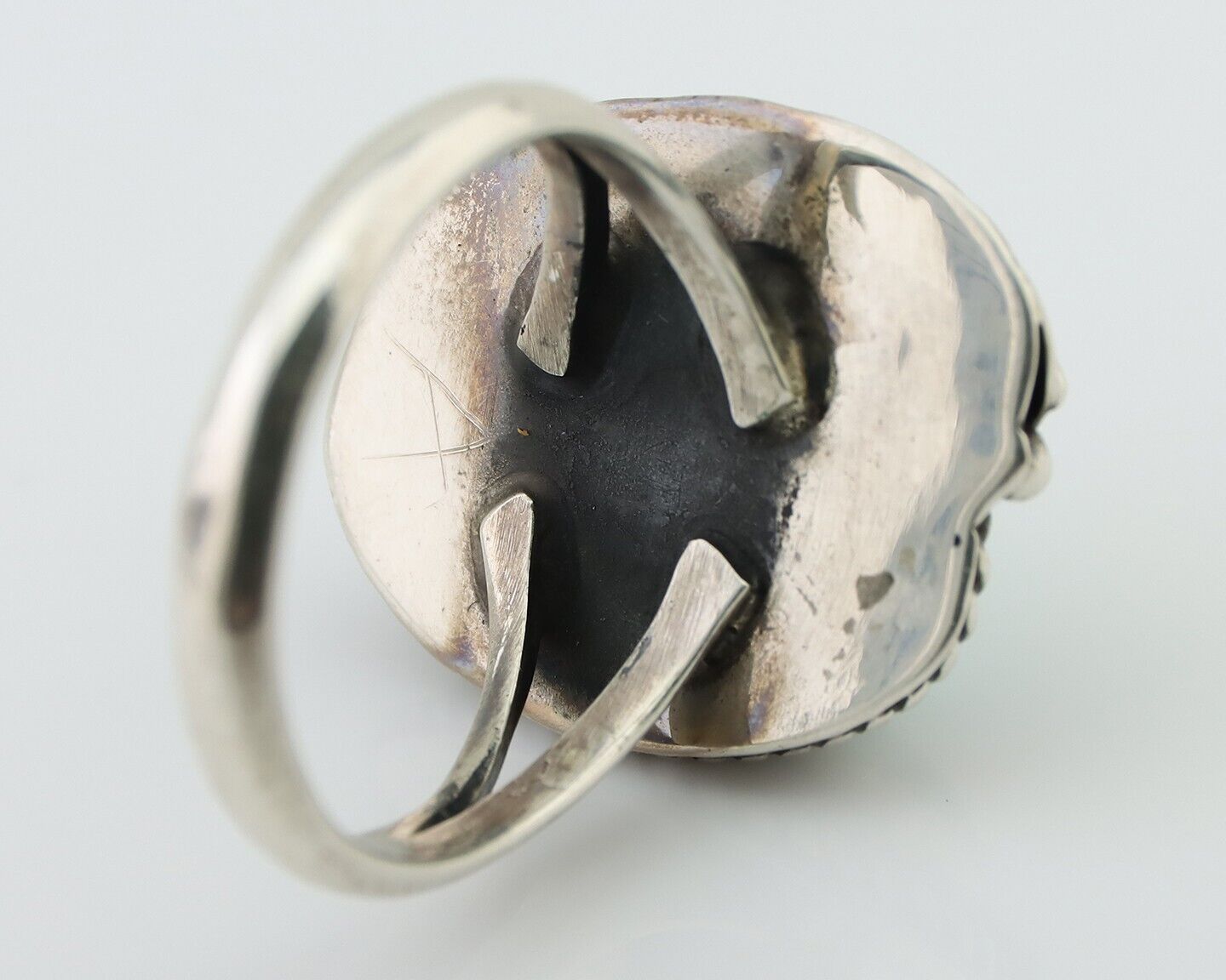 Navajo Handmade Ring 925 Silver Natural Turquoise Artist Signed IJC C.80's