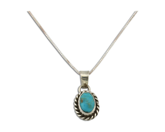 Navajo Necklace 925 Silver Natural Kingman Turquoise Native Artist C.2008