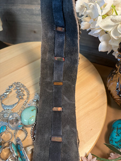 HUGE STATEMENT ZUNI Southwestern Blue Turquoise Sterling Silver Handmade Concho Belt Signed Jack Weekoty