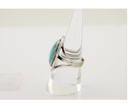Navajo Ring .925 Silver Nevada Turquoise Artist Signed JT C.80's