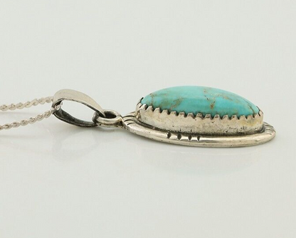 Navajo Necklace 925 Silver Kingman Turquoise Native American Artist C.90s