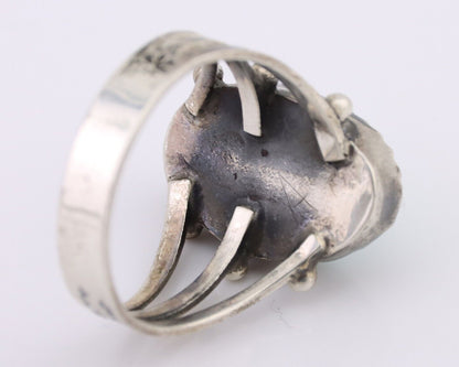 Navajo Ring 925 Silver Natural Kingman Turquoise Native American Artist C.80's