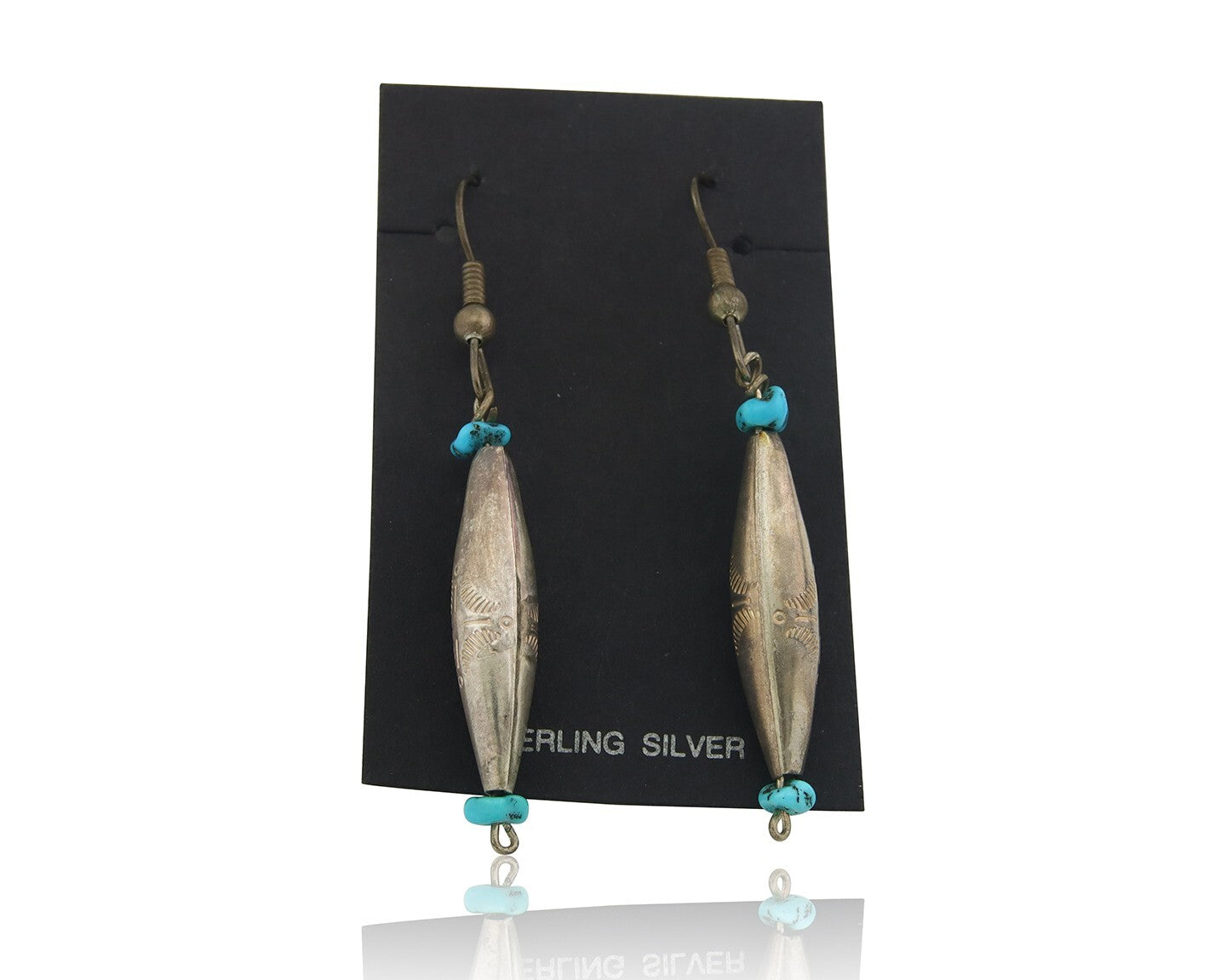 Navajo Earrings 925 Silver Natural Turquoise Native American Artist C.80's