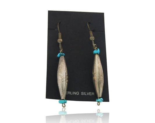 Navajo Earrings 925 Silver Natural Turquoise Native American Artist C.80's