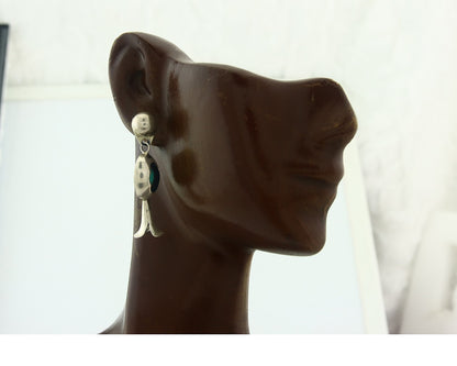 Navajo Earrings Sterling Silver Turquoise Vintage Dangle Handmade