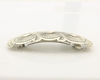 Vintage Navajo Barrette 925 Sterling Silver Hand Stamped Authentic Native Artist