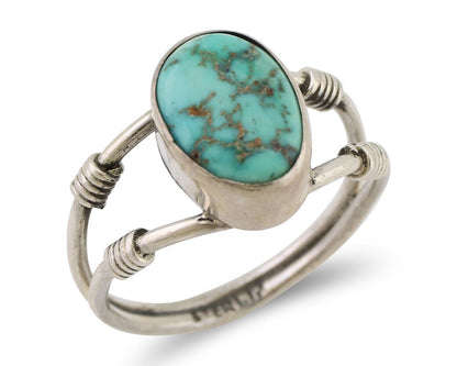 Navajo Ring 925 Silver Natural Blue Turquoise Native American Artist C.80's