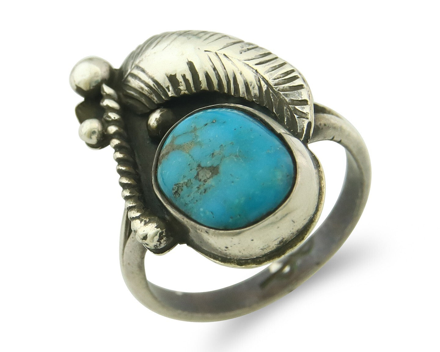 Vintage Navajo Ring 925 Sterling Silver Turquoise Handmade Signed RP Size 7.0