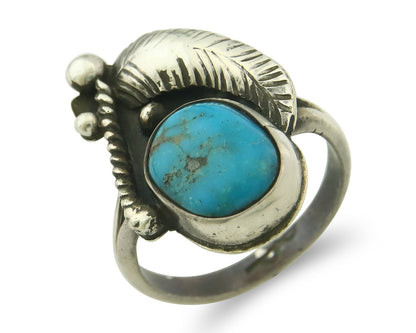 Vintage Navajo Ring 925 Sterling Silver Turquoise Handmade Signed RP Size 7.0