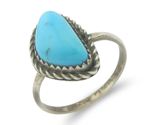 Vintage Navajo Ring 925 Sterling Authentic Santa Rita Turquoise Size 9.0