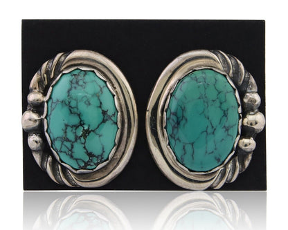 Navajo Paw Earrings 925 Silver Blue Turquoise Native American Artist C.80's