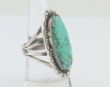 Mens Navajo Ring 925 Silver Spiderweb Turquoise Native American Artist C.80's