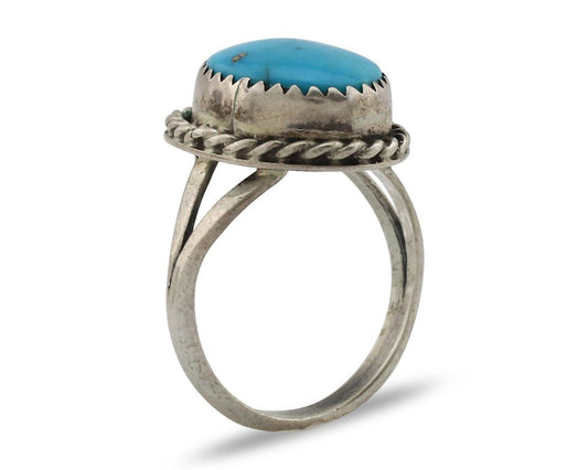 Navajo Ring 925 Silver Blue Turquoise Native American Artist C.80's