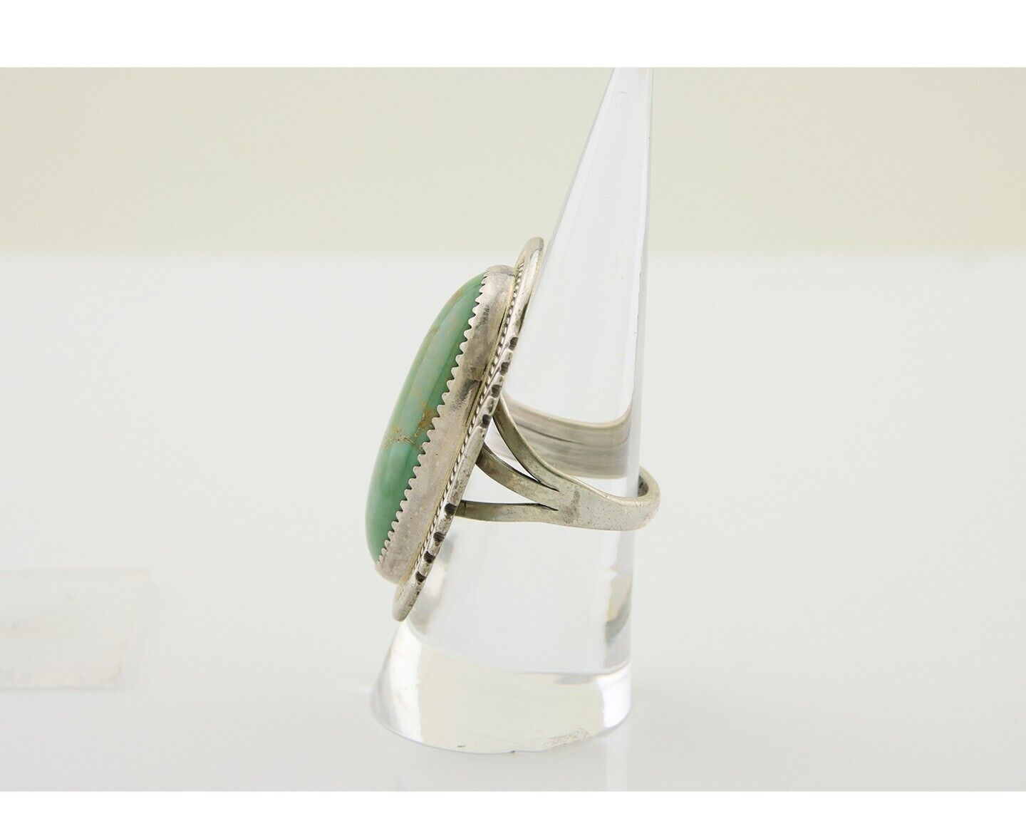 Navajo Ring 925 Silver Green Turquoise Native American Artist C.80's
