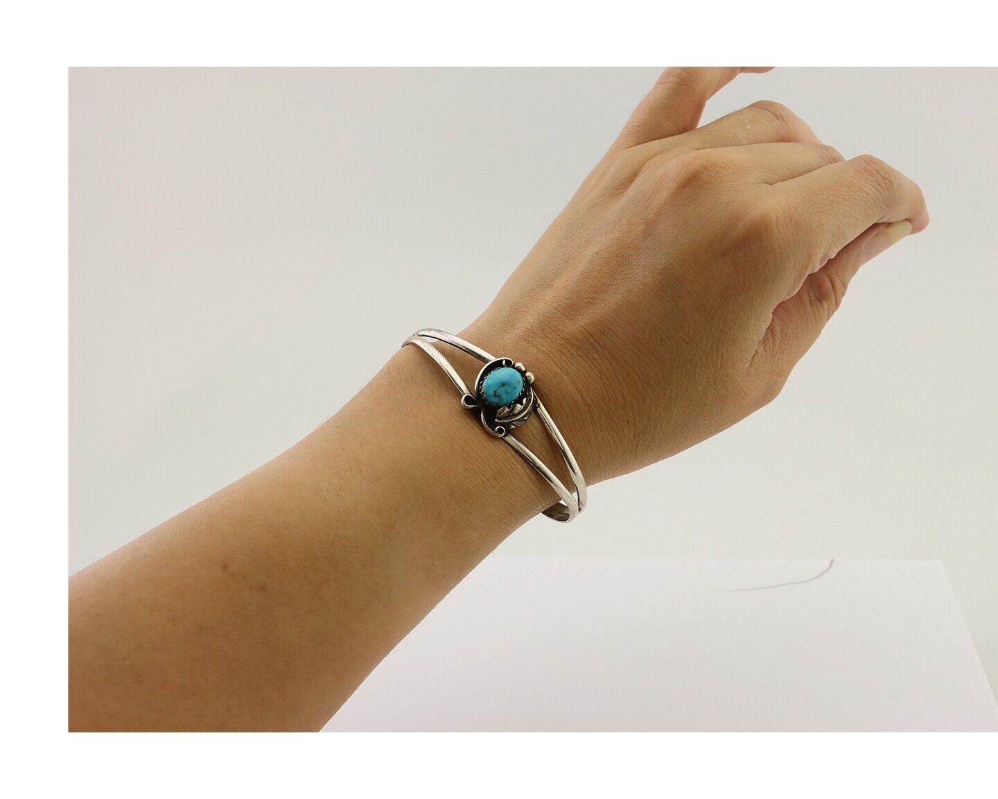 Navajo Handmade Bracelet 925 Silver Natural Blue Turquoise Native American C80's